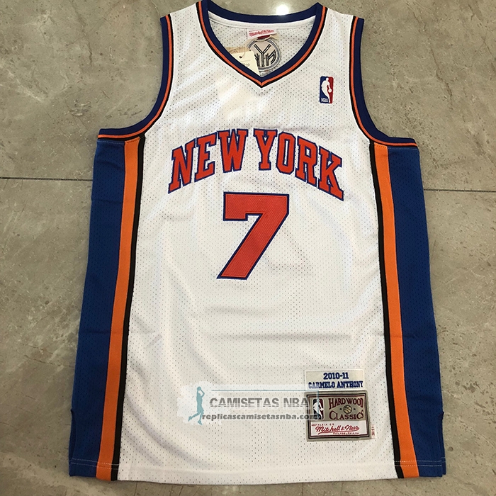 Camiseta New York Knicks Carmelo Anthony NO 7 Mitchell & Ness 2010-11 Blanco